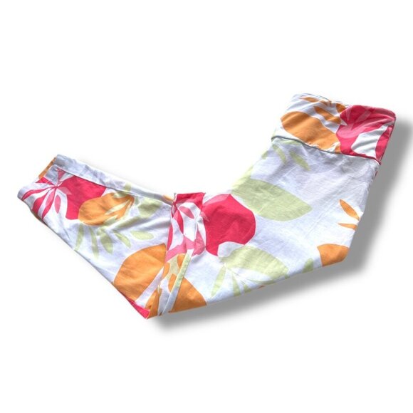 FRESH PRODUCE White BLOSSOMS Stretch Oceanside Capri Leggings Size Small - Picture 5 of 6